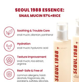 SEOUL 1988 Essence : Snail Mucin 97% + Rice - 100ml